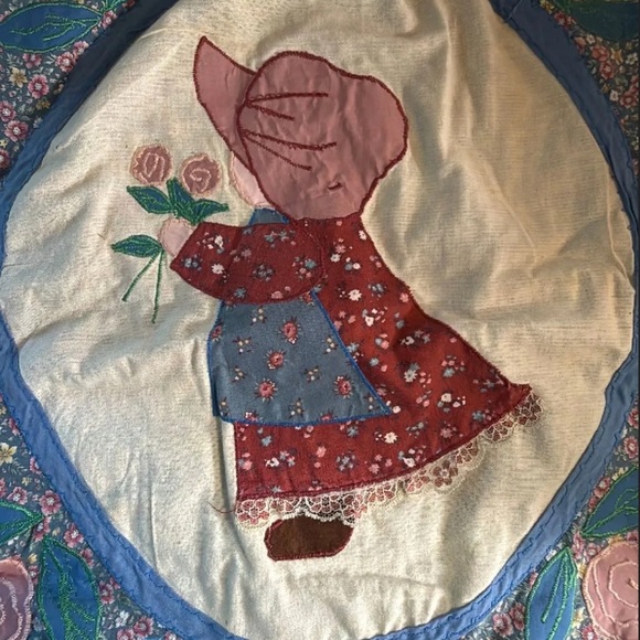 Vintage Handmade appliqué sunbonnet Sue cottagecore grandmacore pillow sham - Picture 3 of 5